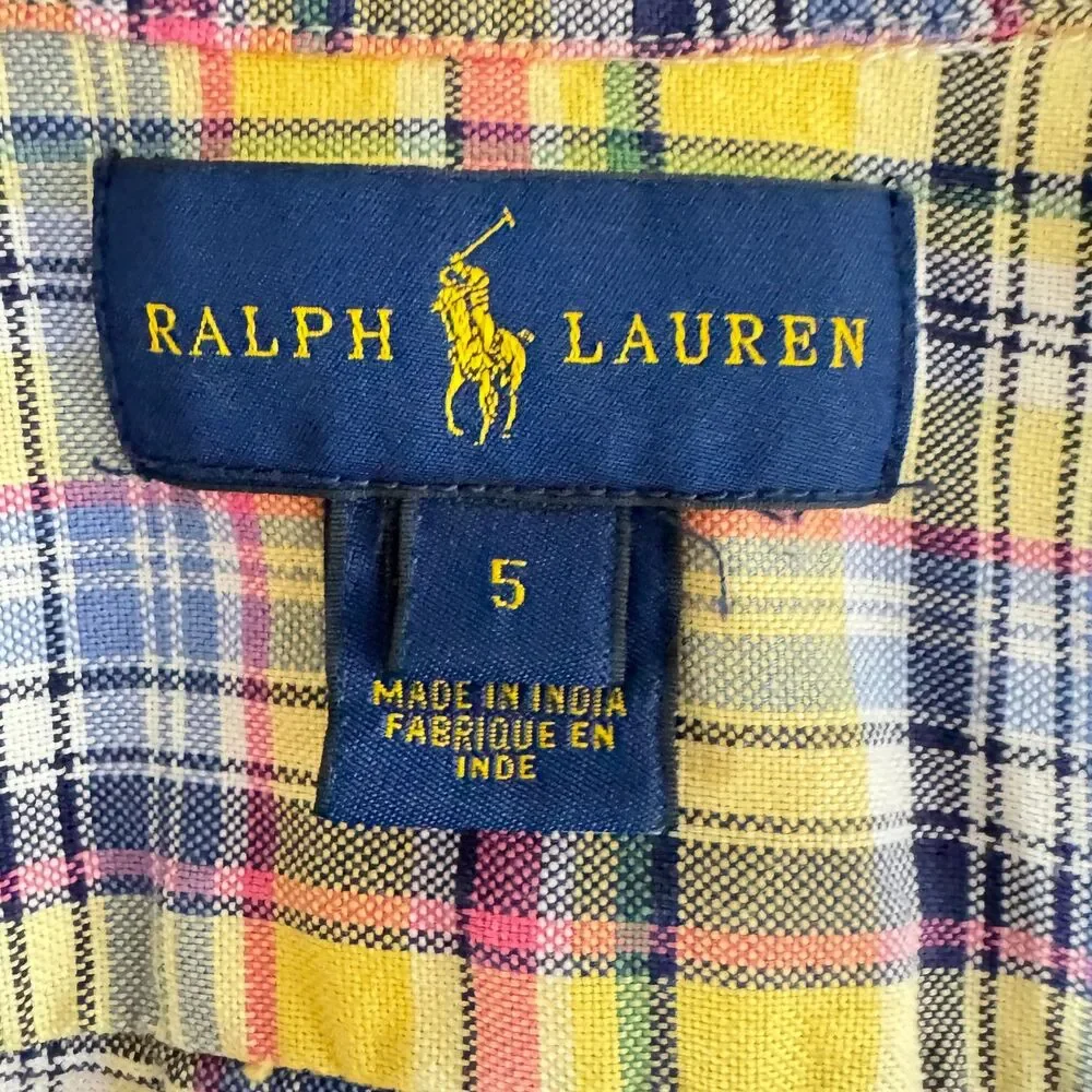 Ralph Lauren Plaid Oxford Button Down Long Sleeve Shirt Boys Size 5